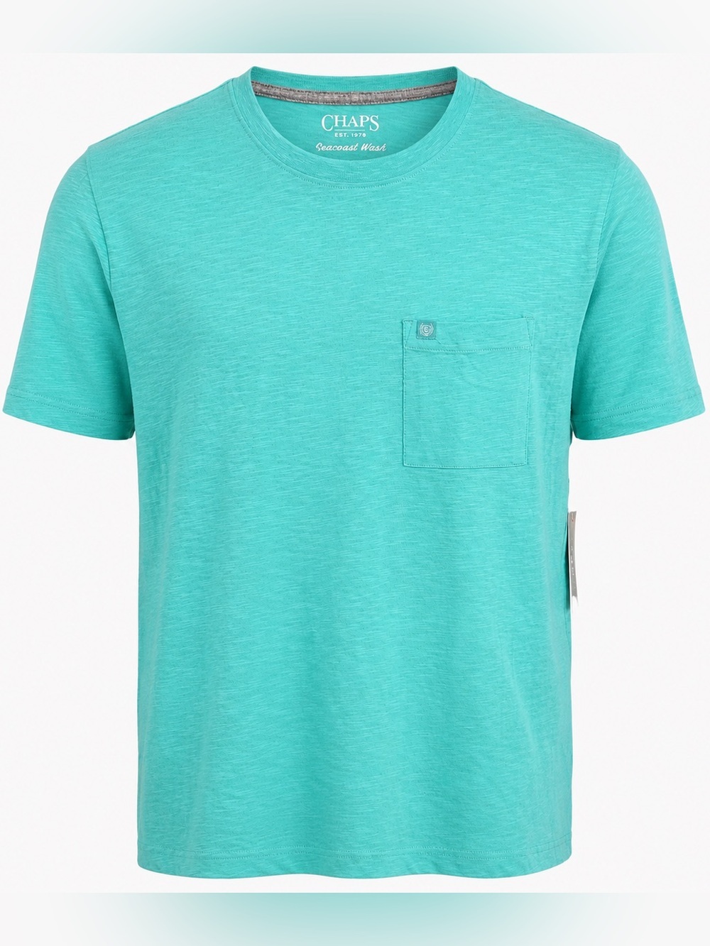 Chaps Men’s Pocket T Shirt Medium Pool Blue Slub Knit Short Sleeve NWT